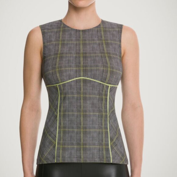Wolford Neon Check Grey / Lime Printed Stretchable Jersey Top and Pants, SIZE M